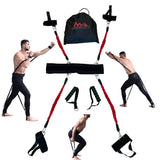 Martial Arts Pro suspension training system with a man demonstrating its use on a white background.