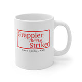 Boxing Coffee Cups, Grappler Meet Striker Coffee Mugs, MMA Coffee Mug, Martial Arts Coffee Mug, Mixed Martial Arts Tea Mugs, White Coffee Mugs