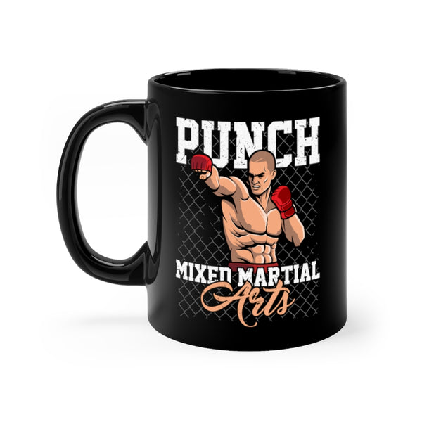 Punch Coffee Mugs, Boxing Coffee Mug, MMA Tea Mugs, Martial Arts Tea Cups, Coffee Mugs For Punchers, Black Coffee Mug